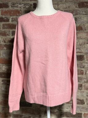 LANDS’ END Vintage Pink Blend Knit Crewneck Sweater L/P Petite Made in USA